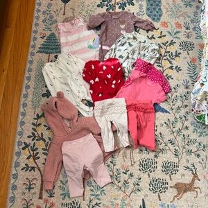 Mixed Baby Girls Sleepers & Outfits - Pink, Red, Cream NB, 0-3 Months Size